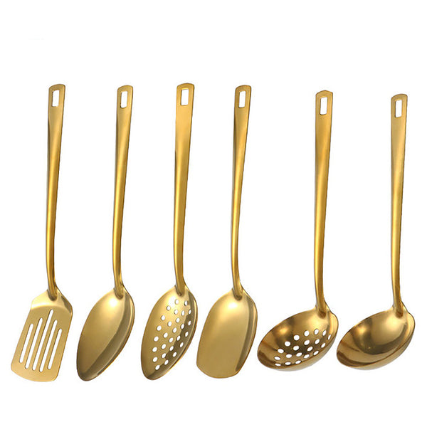 Elegant Gold Kitchen Utensils – Soup & Colander Spoon Set