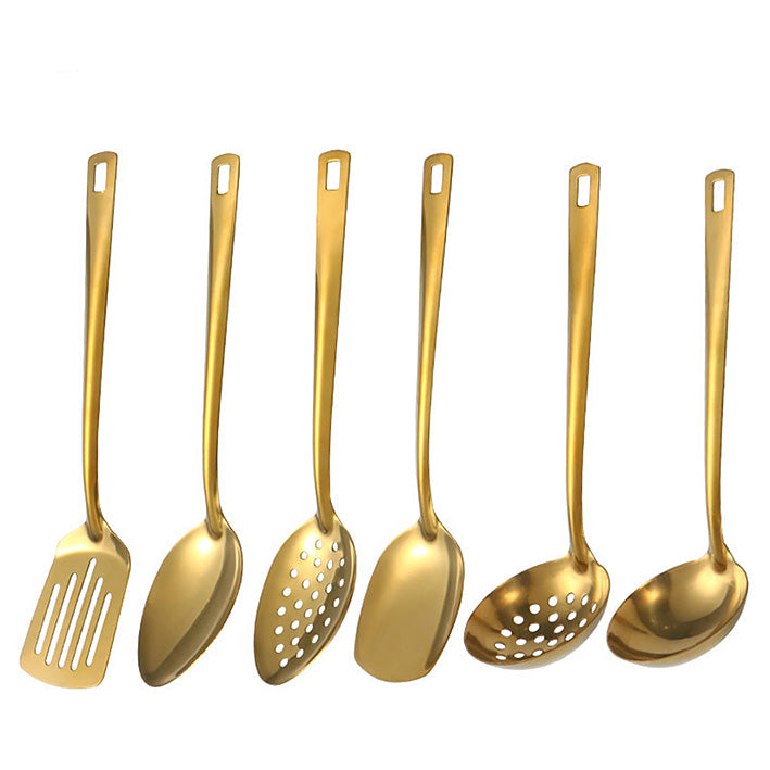 Elegant Gold Kitchen Utensils – Soup & Colander Spoon Set