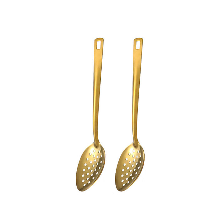 Elegant Gold Kitchen Utensils – Soup & Colander Spoon Set