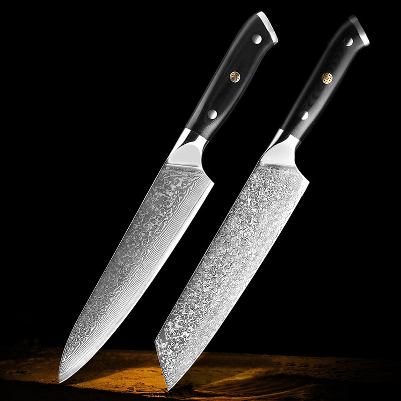 Professional Damascus Kitchen Knife Set - Green Grill