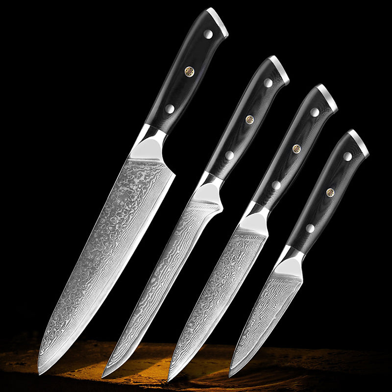 Professional Damascus Kitchen Knife Set - Green Grill