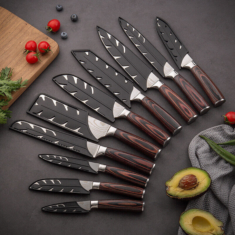 Samurai Japanese knife set displayed in a kitchen