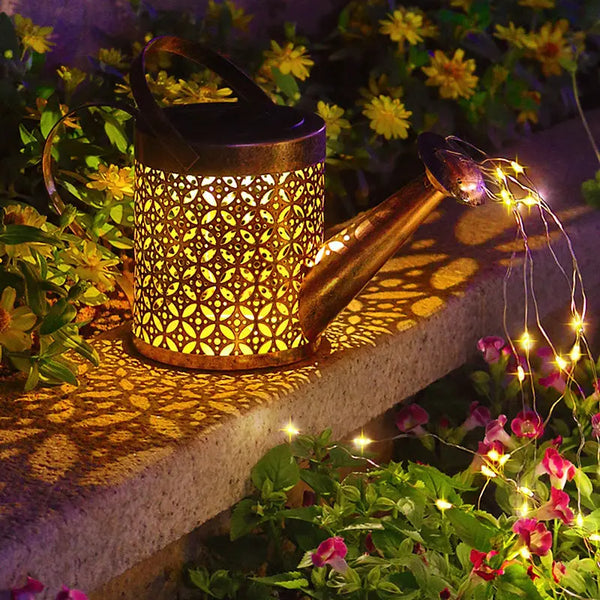 Solar Enchanted Watering Can Light - Garden Decor - Green Grill