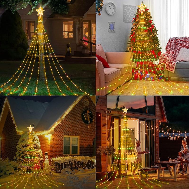 Twinkling Solar Star String Lights – 8 Modes for Holiday Decor