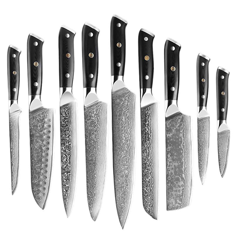 Professional Damascus Kitchen Knife Set - Green Grill